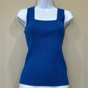 Tahari Royal Blue Ribbed Tank Top Size Small
